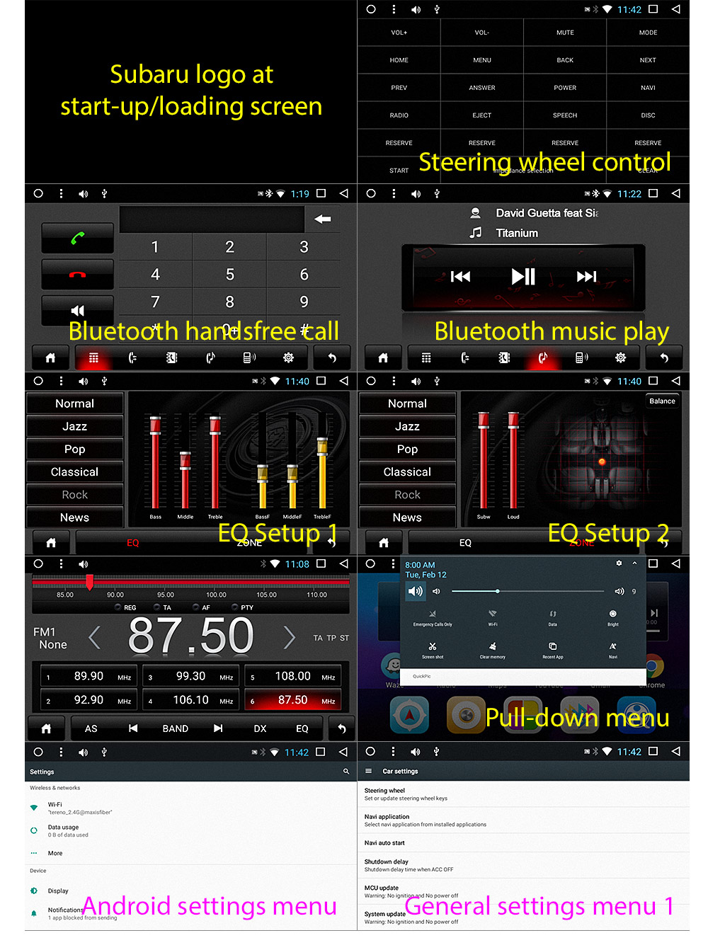 SBR10AND GPS Aftermarket Subaru Impreza GD GG Forester SG Year 2000 2001 2002 2003 2004 2005 2006 2007 chassis 2nd Second generation gen Universal Double DIN Latest Australia UK European USA Original Android 7.1 Nougat car USB Charger 2.1A SD player radio stereo head unit details Aftermarket External and Internal Microphone Bluetooth Europe Sat Nav Navi Plug and Play ISO Plug Wiring Harness Matching Fascia Kit Facia Free Reversing Camera Album Art ID3 Tag RMVB MP3 MP4 AVI MKV Full High Definition FHD AirPlay Air Play MirrorLink Mirror Link 1080p DAB+ Digital Radio DAB + Connects2 CT20SU01