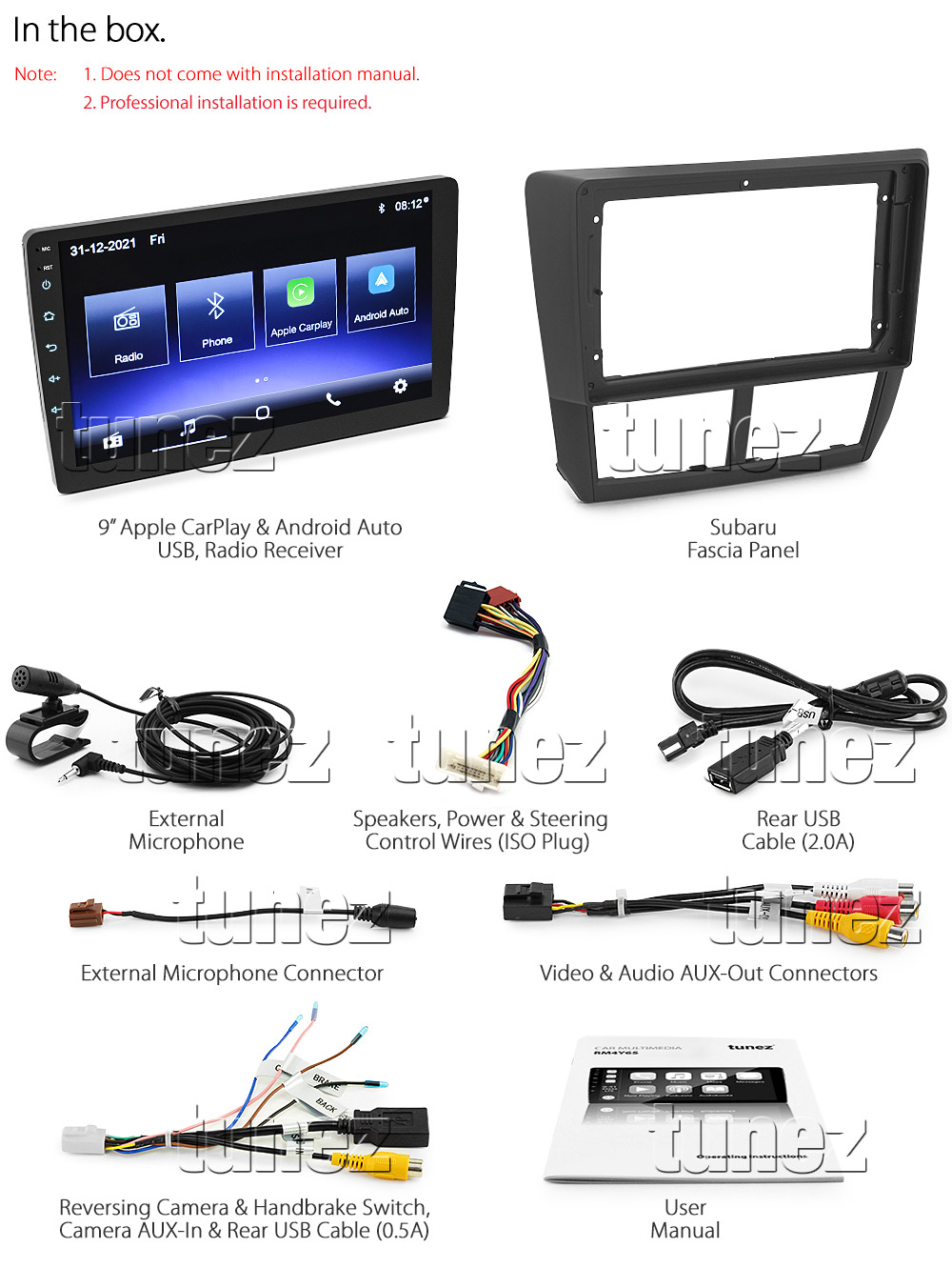 SBR17CP SBR17 Licensed Apple CarPlay Android Auto GPS Subaru Impreza 3rd Third Generation Gen GE GH GR GV G3 Year 2007 2008 2009 2010 2011 2012 2013 Forester S3 SH Super Large 9-inch 9