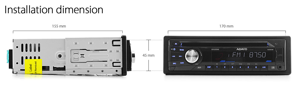 SD02DVD OEM Manufacturer Standard Single DIN Universal DVD CD MP3 USB Slot Reader SD Card Port FM Radio Budget Value For Money Best On eBay White Multi Colour Dot Illumination ID3 Tag 3.5mm AUX-In 4 X 50W 18-Month Warranty Quality Trust Sound Detachable Panel Case Acoustic 4 channel 1 subwoofer 4.1 Tunez Premier Series Installation Dimension