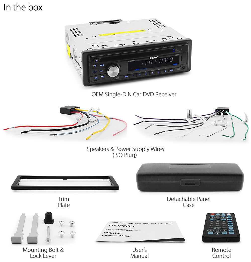 SD02DVD OEM Manufacturer Standard Single DIN Universal DVD CD MP3 USB Slot Reader SD Card Port FM Radio Budget Value For Money Best On eBay White Multi Colour Dot Illumination ID3 Tag 3.5mm AUX-In 4 X 50W 18-Month Warranty Quality Trust Sound Detachable Panel Case Acoustic 4 channel 1 subwoofer 4.1 Tunez Premier Series