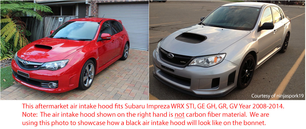Subaru Impreza WRX STI Version 10 th Generation GE GH GR GV Air Intake Scoop Hood Bonnet Aftermarket Black 2008 2009 2010 2011 2012 2013 2014