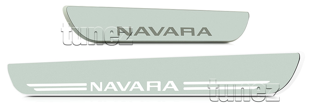 SPNV01 Nissan Navara D23 Series 2 NP300 Scuff Plate Side Step Door Sill Kick Step Protector Strobe Running White LED Light Trim Mirror-Like Finish Silver 2015 2016 2017 2018 2019 2020 2021 DX RX SL ST ST N-SPORT ST-X OEM Fitting Aftermarket Dual Cabin Cab