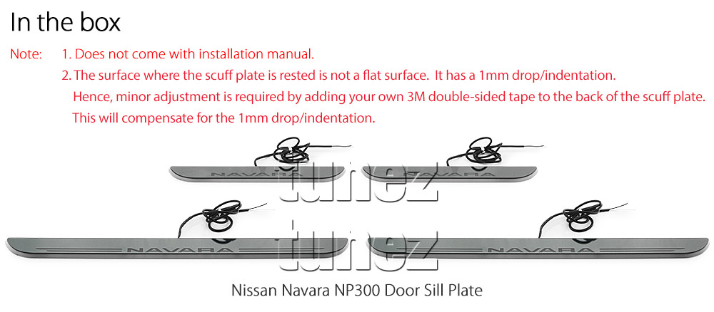 SPNV01 Nissan Navara D23 Series 2 NP300 Scuff Plate Side Step Door Sill Kick Step Protector Strobe Running White LED Light Trim Mirror-Like Finish Silver 2015 2016 2017 2018 2019 2020 2021 DX RX SL ST ST N-SPORT ST-X OEM Fitting Aftermarket Dual Cabin Cab