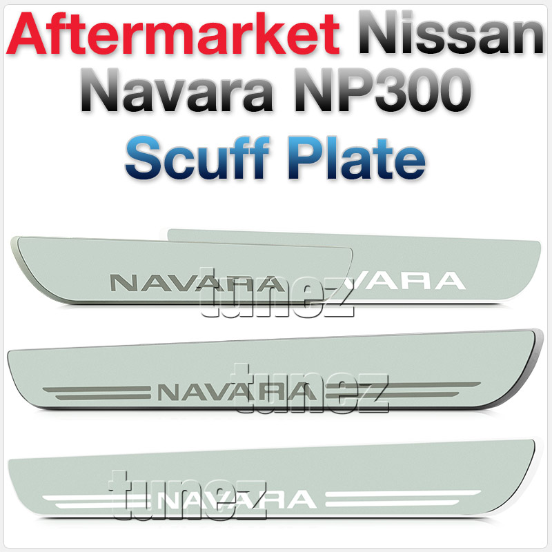 SPNV01 Nissan Navara D23 Series 2 NP300 Scuff Plate Side Step Door Sill Kick Step Protector Strobe Running White LED Light Trim Mirror-Like Finish Silver 2015 2016 2017 2018 2019 2020 2021 DX RX SL ST ST N-SPORT ST-X OEM Fitting Aftermarket Dual Cabin Cab