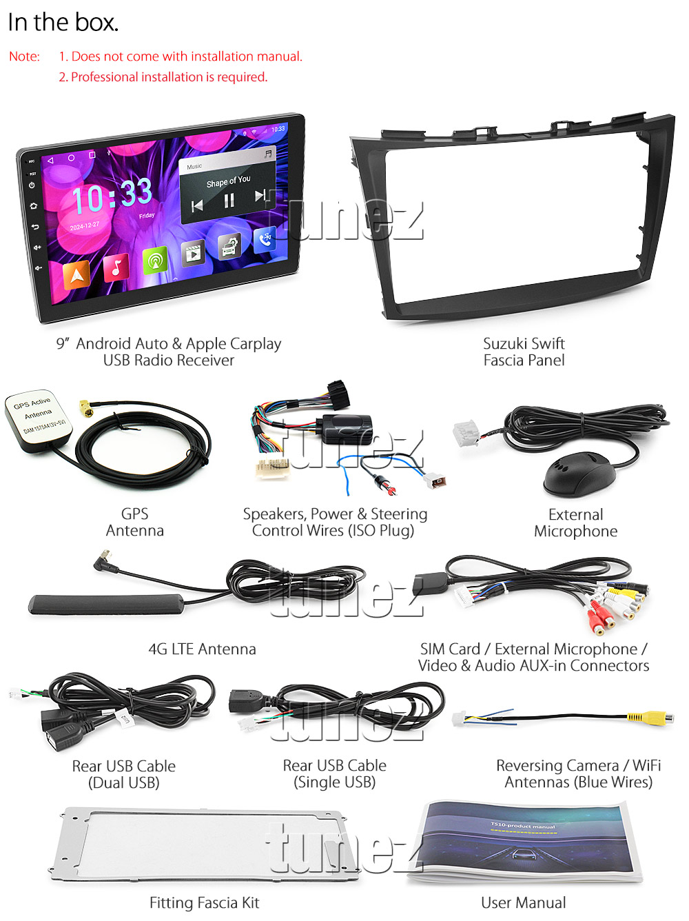 SS17AND GPS Aftermarket Suzuki Swift 3rd Third Generation Gen Europe European Australia FZ NZ Year 2011 2012 2013 2014 2015 2016 GA GL GLX Sport chassis capacitive inches touchscreen Universal Double DIN Latest Australia UK European USA Original CarPlay Android Auto 10 Car USB player radio stereo 4GdLTE WiFi head unit details Aftermarket External and Internal Microphone Bluetooth Europe Sat Nav Navi Plug and Play ISO Plug Wiring Harness Matching Fascia Kit Facia Free Reversing Camera Album Art ID3 Tag RMVB MP3 MP4 AVI MKV Full High Definition FHD 1080p DAB+ Digital Radio DAB + Connects2 CTSIZ001.2