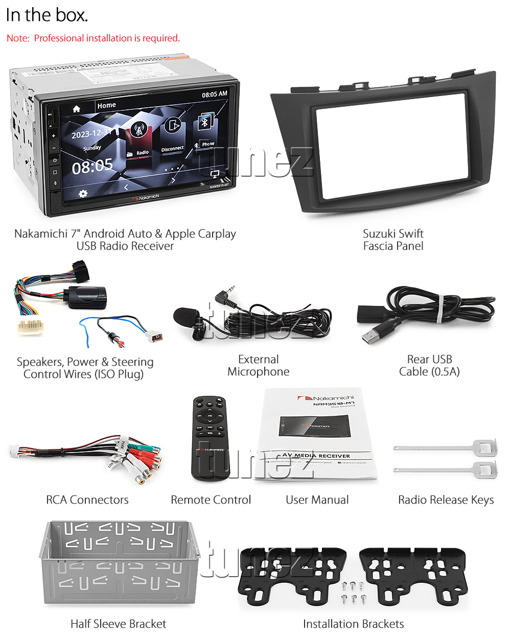 SS20CP SS20 Licensed Apple CarPlay Android Auto Suzuki Swift 3rd Third Generation Gen Europe European Australia FZ NZ Year 2011 2012 2013 2014 2015 2016 GA GL GLX Sport 7-inch Universal Double DIN Latest Australia UK European USA Original Car GPS USB Charger 1.0A SD player radio stereo head unit details External and Internal Microphone Bluetooth Europe Sat Nav Navi Plug and Play ISO Plug Wiring Harness Fascia Kit Facia Free Reversing Camera Album Art ID3 Tag RMVB MP3 MP4 AVI MKV Full High Definition FHD 1080p DAB+ Digital Radio Connects2 CTSSZ002.2