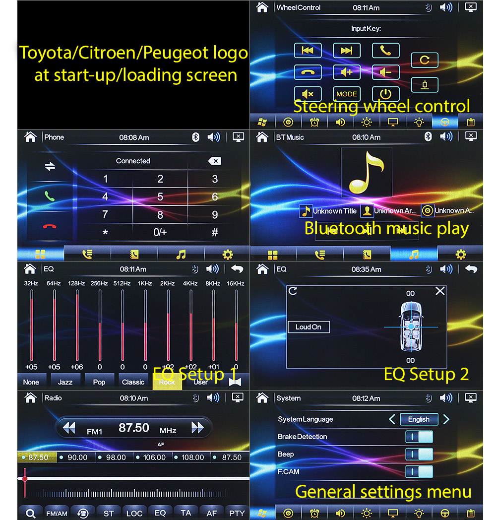 Toyota Aygo Citroen C1 Peugeot 107 Car DVD MP3 Player CD MP4 Radio