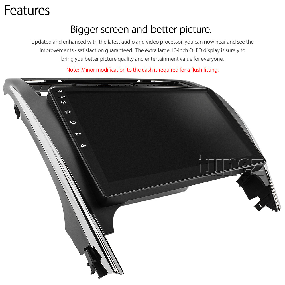 TCMR12AND GPS Aftermarket Toyota Camry 7th Generation Gen Year 2012 2013 2014 2015 2016 2017 capacitive 10 inches touchscreen Universal Double DIN Latest Australia UK European USA Original CarPlay Android Auto 10 Car USB player radio stereo 4GdLTE WiFi head unit details Aftermarket External and Internal Microphone Bluetooth Europe Sat Nav Navi Plug and Play ISO Plug Wiring Harness Matching Fascia Kit Facia Free Reversing Camera Album Art ID3 Tag RMVB MP3 MP4 AVI MKV Full High Definition FHD 1080p DAB+ Digital Radio DAB + Connects2 CTSIZ001.2