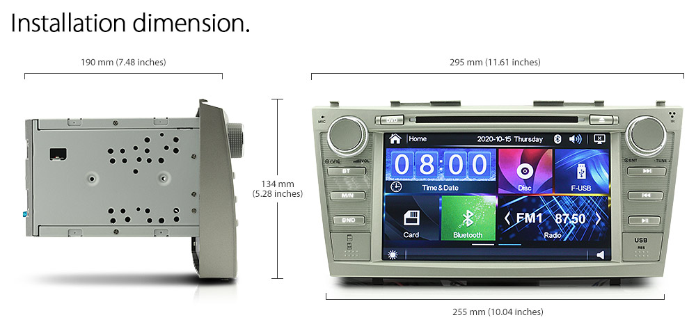 TCMR16DVD Toyota Aurion Camry XV40 ACV40R AT-X Presara Prodigy Sportivo SX6 ZR6 Touring Year 2006 2007 2008 2009 2010 2011 8-inch Direct Loading design car DVD USB SD player MP3 Album Art ID3 Tag RDS radio stereo head unit details Aftermarket External and Internal Microphone Bluetooth RMVB 720p