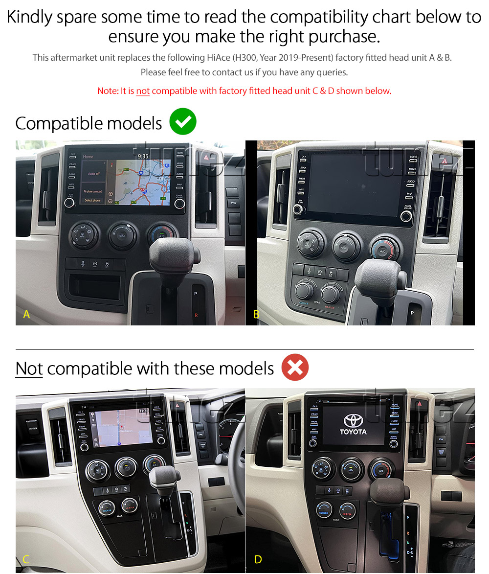 THA01AND GPS Aftermarket Toyota HiAce Hiace 3rd Generation Gen H300 Year 2019 2020 2021 2022 2023 2024 2025 large 10-inch 10' touchscreen Universal Double DIN Latest Australia UK European USA Original CarPlay Android Auto 10 Car USB player radio stereo 4G LTE WiFi head unit details Aftermarket External and Internal Microphone Bluetooth Europe Sat Nav Navi Plug and Play ISO Plug Wiring Harness Matching Fascia Kit Facia Free Reversing Camera Album Art ID3 Tag RMVB MP3 MP4 AVI MKV Full High Definition FHD MyLink My Link 1080p DAB+ Digital Radio DAB + Connects2 CTSTY001.2 CTSTY002.2