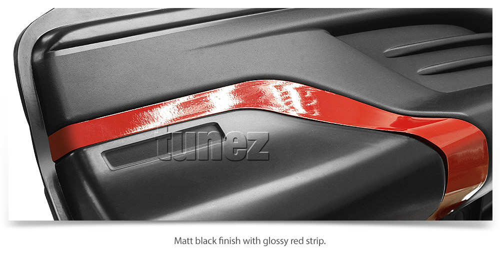 THB01 Toyota Hilux 8th Generation AN120 AN130 GUN1 GUN 1 Revo Red Strip Gen Matte Matt Black Cover Guard Rear Bumper Mask 3M ABS Plastic For Car Truk Rear Aftermarket Pair 2016 2017 2018 SR SR5 Workmate Active Icon Invincible X TRD