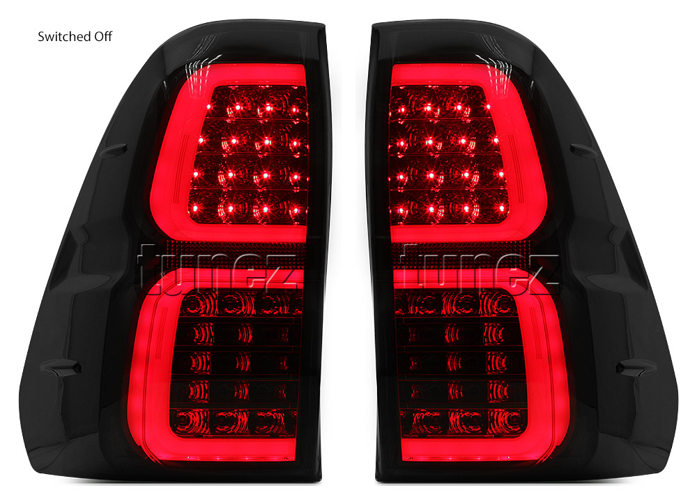 THL01 Toyota Hilux GUN AN120 AN130 8th Generation Gen 2015 2016 2017 2018 GUN SR SR5 Workmate Hi-Rider Smoked Brake Full LED Tail Rear Lamp Lights For Car Truck Smoke Autotunez Tunez Taillights Rear Lamp Light Aftermarket Pair OEM Turn Signal Reversing Compatible