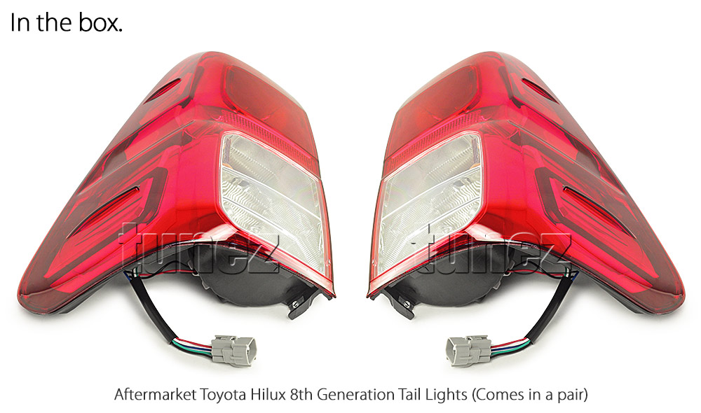 THL03 Toyota Hilux AN120 AN130 GUN1 8th Generation Gen 2015 2016 2017 2018 2019 2020 2021 Rouge Rugged X SR SR5 Workmate Replacement OEM Standard Original Replace A Pair Set Left Right Side LH RH ABS Back Rear Tail Light Tail Lamp Head Taillights LED Bulb Type Aftermarket