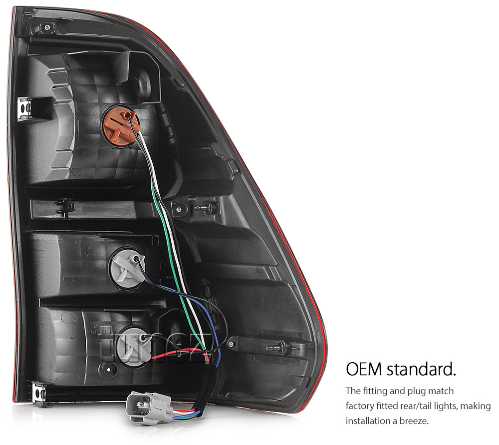 THL03 Toyota Hilux AN120 AN130 GUN1 8th Generation Gen 2015 2016 2017 2018 2019 2020 2021 Rouge Rugged X SR SR5 Workmate Replacement OEM Standard Original Replace A Pair Set Left Right Side LH RH ABS Back Rear Tail Light Tail Lamp Head Taillights LED Bulb Type Aftermarket