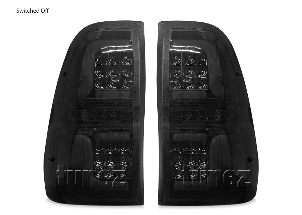 THL05 Toyota Hilux AN120 AN130 GUN1 8th Generation Gen 2015 2016 2017 2018 2019 2020 2021 Rouge Rugged X SR SR5 Workmate Active Icon Invincible Comfort Executive Smoked Brake Full LED Tail Rear Lamp Light Lights For Car Truck Smoke Taillights Pair Left Right Sequential Turn Signal Indicator Reversing Reverse Aftermarket Tunez