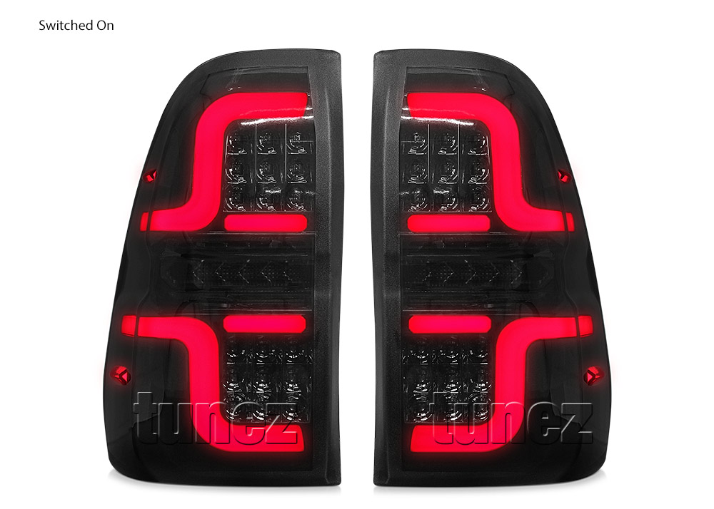 THL05 Toyota Hilux AN120 AN130 GUN1 8th Generation Gen 2015 2016 2017 2018 2019 2020 2021 Rouge Rugged X SR SR5 Workmate Active Icon Invincible Comfort Executive Smoked Brake Full LED Tail Rear Lamp Light Lights For Car Truck Smoke Taillights Pair Left Right Sequential Turn Signal Indicator Reversing Reverse Aftermarket Tunez