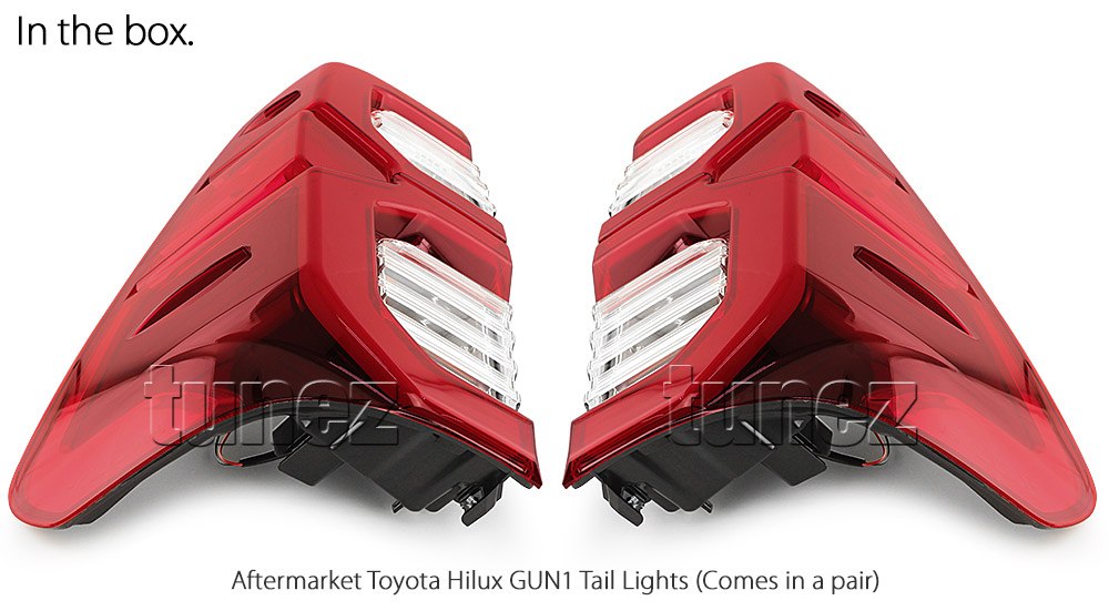 THL07 Toyota Hilux 8th Generation Gen AN120 AN130 GUN1 GUN Mk1 Mk2 2015 2016 2017 2018 2019 2020 2021 2022 2023 2024 SR SR5 Workmate Rugged X Rouge Replacement OEM E-Mark Standard Emark Original Replace A Pair Set Left Right Side LH RH ABS Back Rear Tail Light Tail Lamp Head Taillights LED Bulb Type Aftermarket