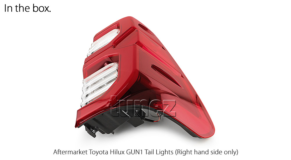 THL07 Toyota Hilux 8th Generation Gen AN120 AN130 GUN1 GUN Mk1 Mk2 2015 2016 2017 2018 2019 2020 2021 2022 2023 2024 SR SR5 Workmate Rugged X Rouge Replacement OEM E-Mark Standard Emark Original Replace A Pair Set Left Right Side LH RH ABS Back Rear Tail Light Tail Lamp Head Taillights LED Bulb Type Aftermarket