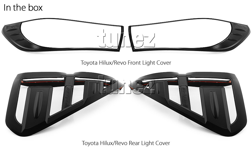 THM02 Toyota Hilux 8th Generation AN120 AN130 GUN1 Gen Matte Matt Black Eyelid ABS Plastic Tail Rear Lamp Light Lights Cover Frame Mask 3M For Car Truk Taillights Headlamp Rear Lamp Light Aftermarket Pair 2016 2017 2018 2019 SR SR5 Workmate Active Icon Invincible X Embossing