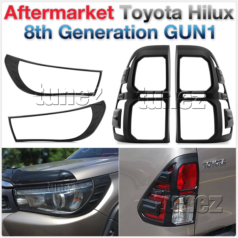 Front Tail Rear Light Lamp Cover For Toyota Hilux 2016 2017 2018 ABS Black Set Z