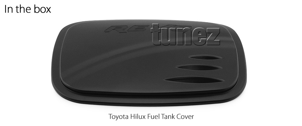 THM03 Toyota Hilux 8th Generation AN120 AN130 GUN GUN1 Gen Matte Matt Black Petrol Oil Gas Petrol Fuel Tank Door Cover TRD ABS Plastic Frame Mask 3M For Car Truck Aftermarket Year 2011 2012 2013 2014 2015 SR SR5 Workmate Active Icon Invincible X Embossing revo