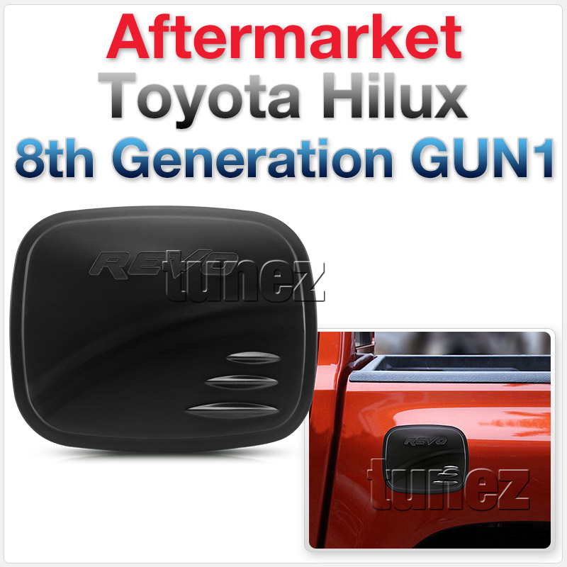 THM03 Toyota Hilux 8th Generation AN120 AN130 GUN GUN1 Gen Matte Matt Black Petrol Oil Gas Petrol Fuel Tank Door Cover TRD ABS Plastic Frame Mask 3M For Car Truck Aftermarket Year 2011 2012 2013 2014 2015 SR SR5 Workmate Active Icon Invincible X Embossing revo