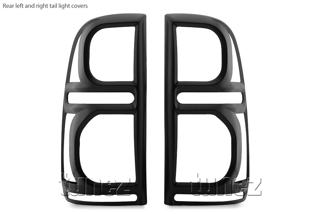 THM05 Toyota Hilux 7th Generation AN10 AN20 AN30 KUN26R KUN26 KUN 26 Gen Matte Matt Black Eyelid ABS Plastic Tail Rear Lamp Light Lights Cover Frame Mask 3M For Car Truk Taillights Headlamp Rear Lamp Light Aftermarket Pair Year 2011 2012 2013 2014 2015 SR SR5 Workmate Active Icon Invincible X Embossing Vigo