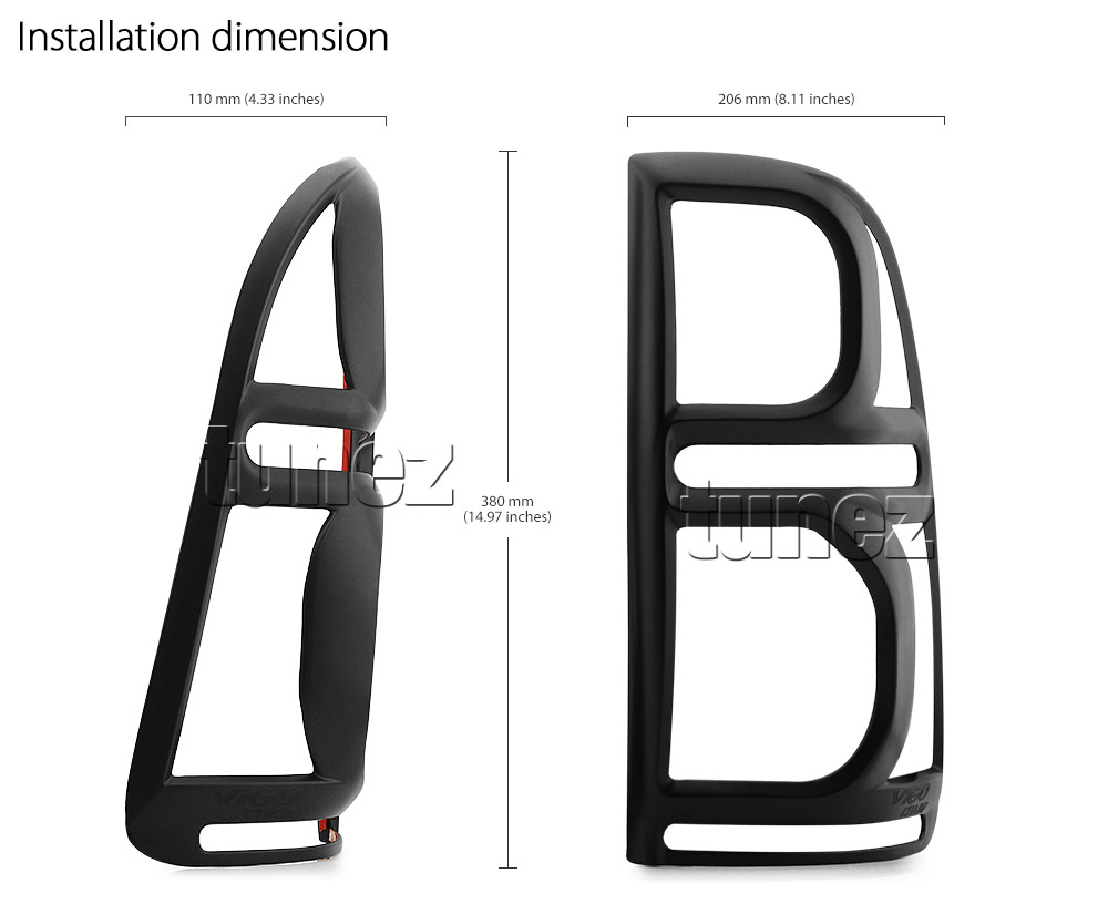 THM05 Toyota Hilux 7th Generation AN10 AN20 AN30 KUN26R KUN26 KUN 26 Gen Matte Matt Black Eyelid ABS Plastic Tail Rear Lamp Light Lights Cover Frame Mask 3M For Car Truk Taillights Headlamp Rear Lamp Light Aftermarket Pair Year 2011 2012 2013 2014 2015 SR SR5 Workmate Active Icon Invincible X Embossing Vigo