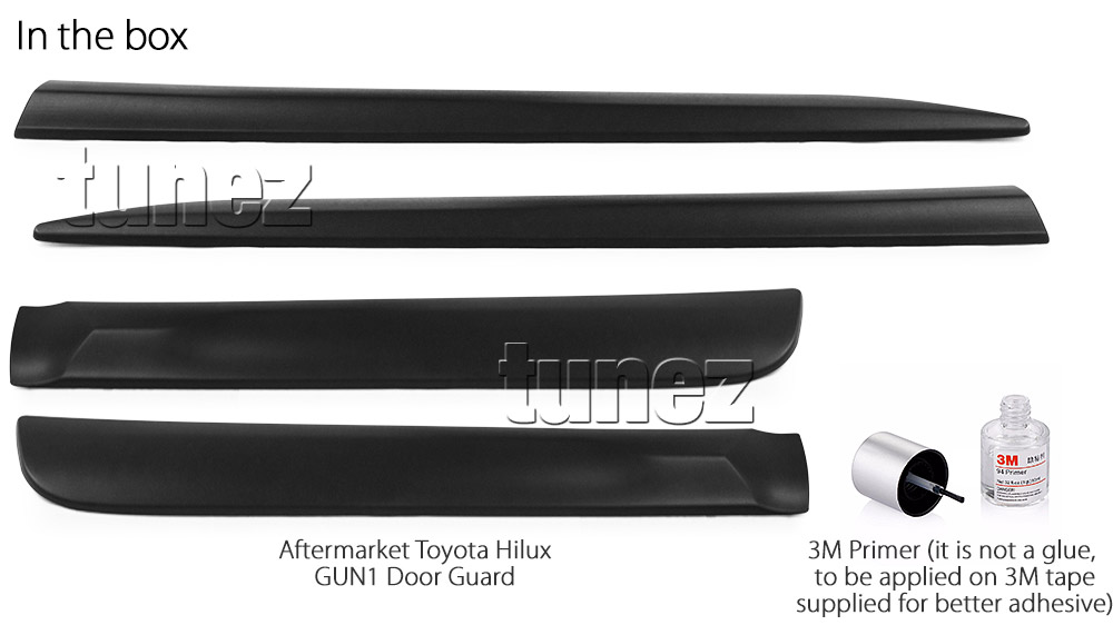 THM07 Toyota Hilux TRD Door Panel Bumper Cladding Guard Protector ABS Trim 8th Generation Gen AN120 AN130 2015 2016 2017 2018 2019 GUN GUN1 SR5 SR Hi-Rider Workmate Invincible Icon Active Matt Matte Material Black OEM Fitting Aftermarket