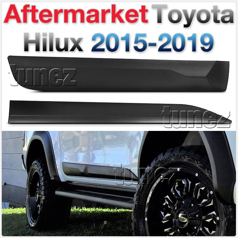 THM07 Toyota Hilux TRD Door Panel Bumper Cladding Guard Protector ABS Trim 8th Generation Gen AN120 AN130 2015 2016 2017 2018 2019 GUN GUN1 SR5 SR Hi-Rider Workmate Invincible Icon Active Matt Matte Material Black OEM Fitting Aftermarket