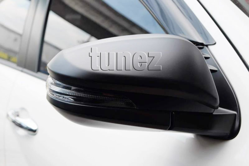 THM08 Toyota Hilux TRD Side Mirror Cover Guard Protector ABS Trim 2nd Fortuner 8th Generation Gen AN120 AN130 2015 2016 2017 2018 2019 2020 GUN GUN1 SR5 SR Hi-Rider Workmate Invincible Icon Active AN150 AN160 Crusade GX GXL Matt Matte Material Black OEM Fitting Aftermarket