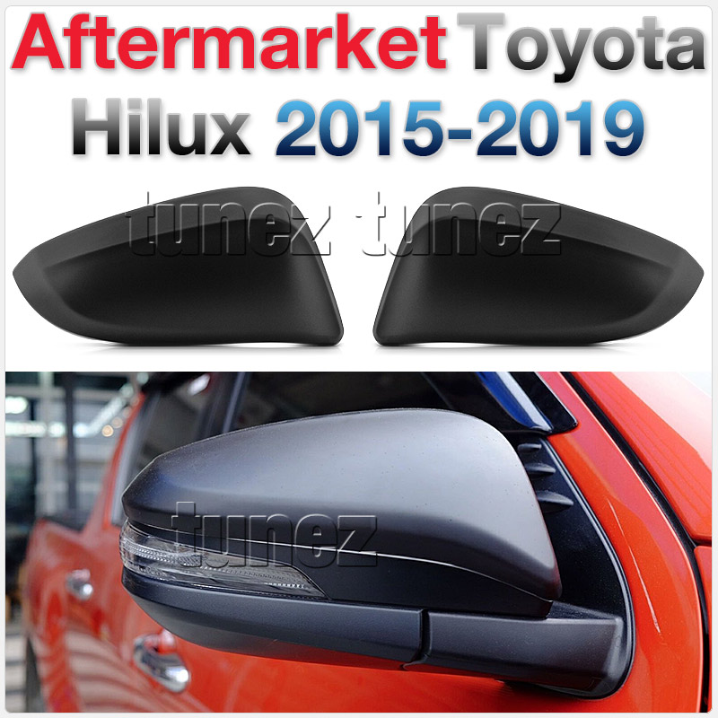 THM08 Toyota Hilux TRD Side Mirror Cover Guard Protector ABS Trim 2nd Fortuner 8th Generation Gen AN120 AN130 2015 2016 2017 2018 2019 2020 GUN GUN1 SR5 SR Hi-Rider Workmate Invincible Icon Active AN150 AN160 Crusade GX GXL Matt Matte Material Black OEM Fitting Aftermarket