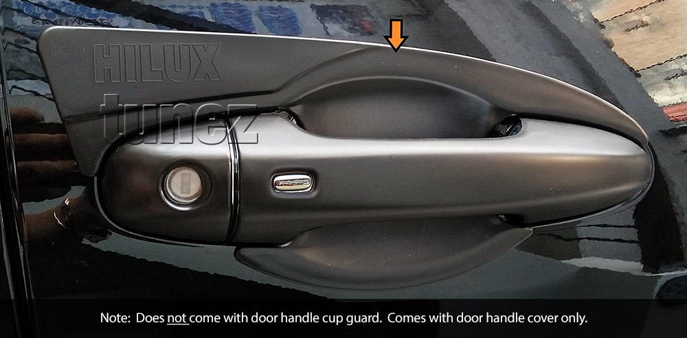 THM11 Toyota Hilux Series AN120 AN130 GUN1 Workmate SR SR5 Rouge Rugged X Active Icon D-4D Invincible AT35 Rugged UK United Kingdom USA Australia Europe Matte Matt Black Night Dark Sky Series Edition Keyless Smart Key Door Handle Passenger Front Rear Side Cover Guard Protector For Car Aftermarket Set Pair 2015 2016 2017 2018 2019 2020
