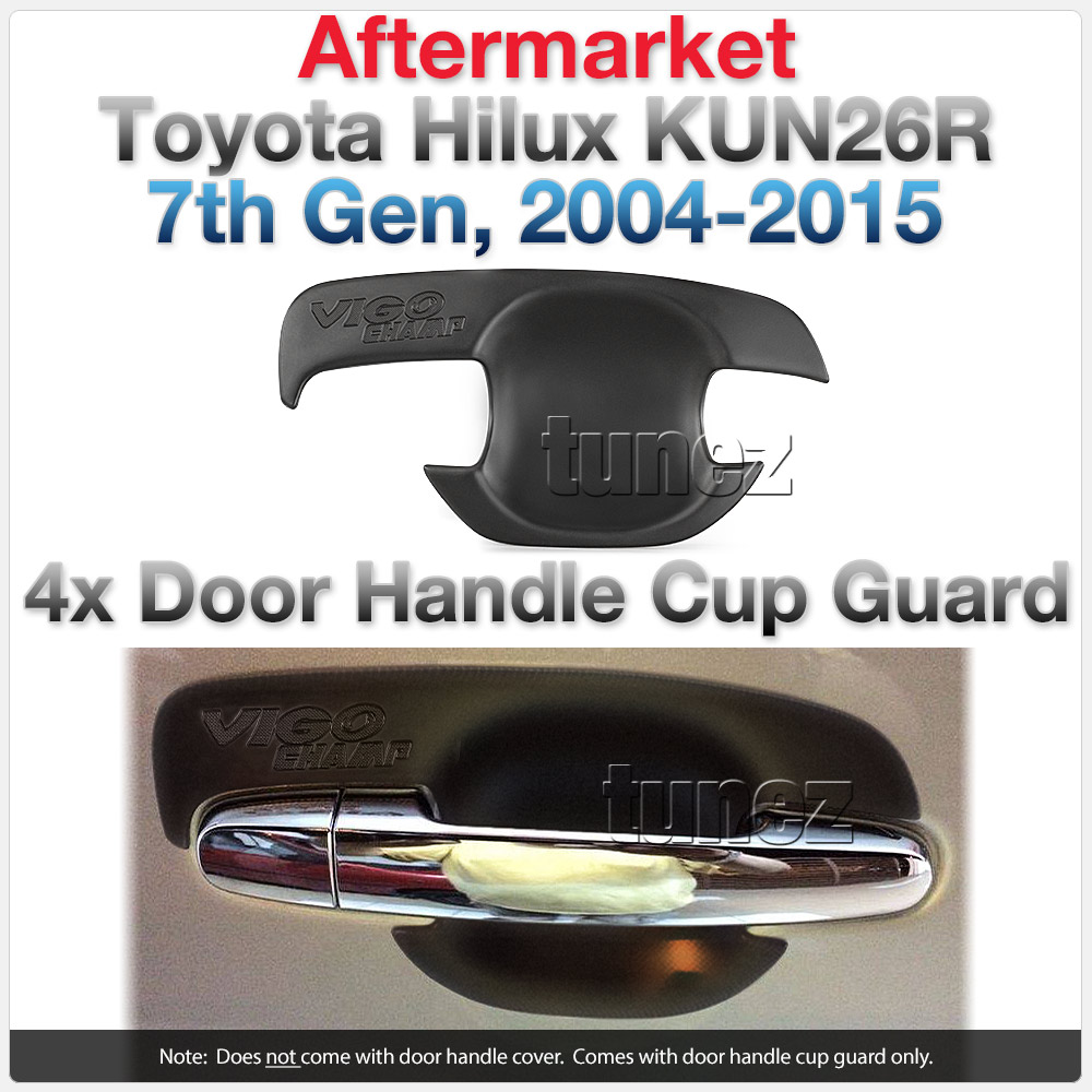 THM16 Toyota Hilux 7th Generation Gen 2004 2005 2006 2007 2008 2009 2010 2011 2012 2013 2014 2015 SR SR5 Workmate Invincible Icon Active SR SR5 Workmate UK United Kingdom USA Australia Europe Matte Matt Black Night Dark Sky Series Edition Door Handle Cup Bowl Guard Protector Cover Passenger Front Rear Side For Car Aftermarket Set Pair