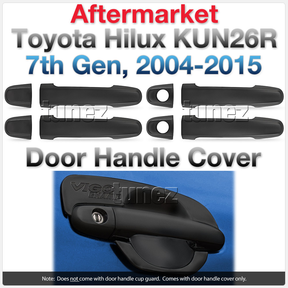 THM17 Toyota Hilux 7th Generation Gen 2004 2005 2006 2007 2008 2009 2010 2011 2012 2013 2014 2015 SR SR5 Workmate Invincible Icon Active SR SR5 Workmate UK United Kingdom USA Australia Europe Matte Matt Black Night Dark Sky Series Edition Manual Key Door Handle Guard Protector Cover Passenger Front Rear Side For Car Aftermarket Set Pair