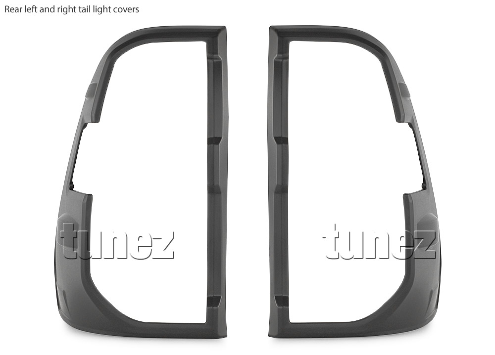 THM18 Toyota Hilux Series AN120 AN130 GUN1 GUN 8th Generation Gen Mk3 Workmakte SR SR5 Rogue Rugged X Active Icon Invincible Tonka UK United Kingdom USA Australia Europe Matte Matt Black Night Dark Sky Series Edition Front Rear Head Tail Light Lamp Headlight Headlamp Taillight Guard Protector Cover For Car Aftermarket Set Pair 2020 2021 2022