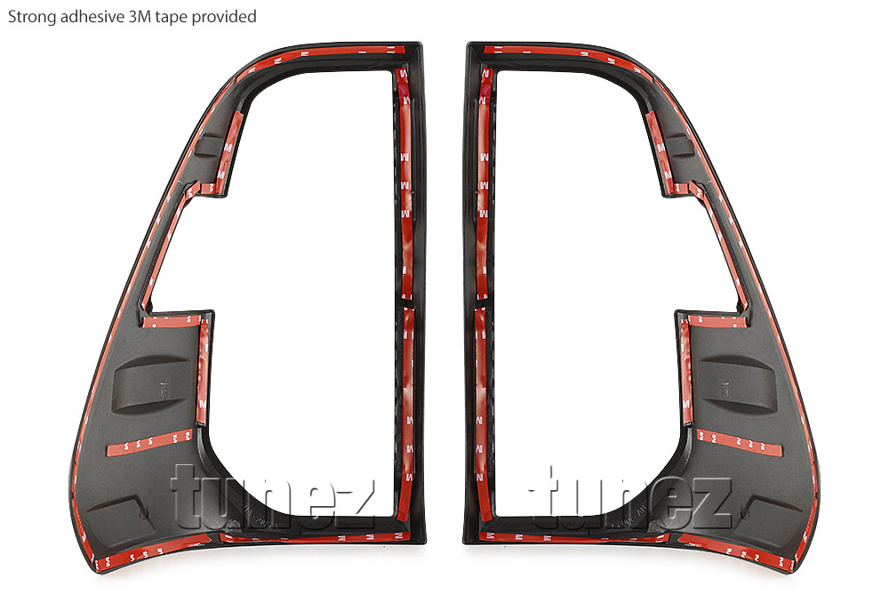 THM18 Toyota Hilux Series AN120 AN130 GUN1 GUN 8th Generation Gen Mk3 Workmakte SR SR5 Rogue Rugged X Active Icon Invincible Tonka UK United Kingdom USA Australia Europe Matte Matt Black Night Dark Sky Series Edition Front Rear Head Tail Light Lamp Headlight Headlamp Taillight Guard Protector Cover For Car Aftermarket Set Pair 2020 2021 2022