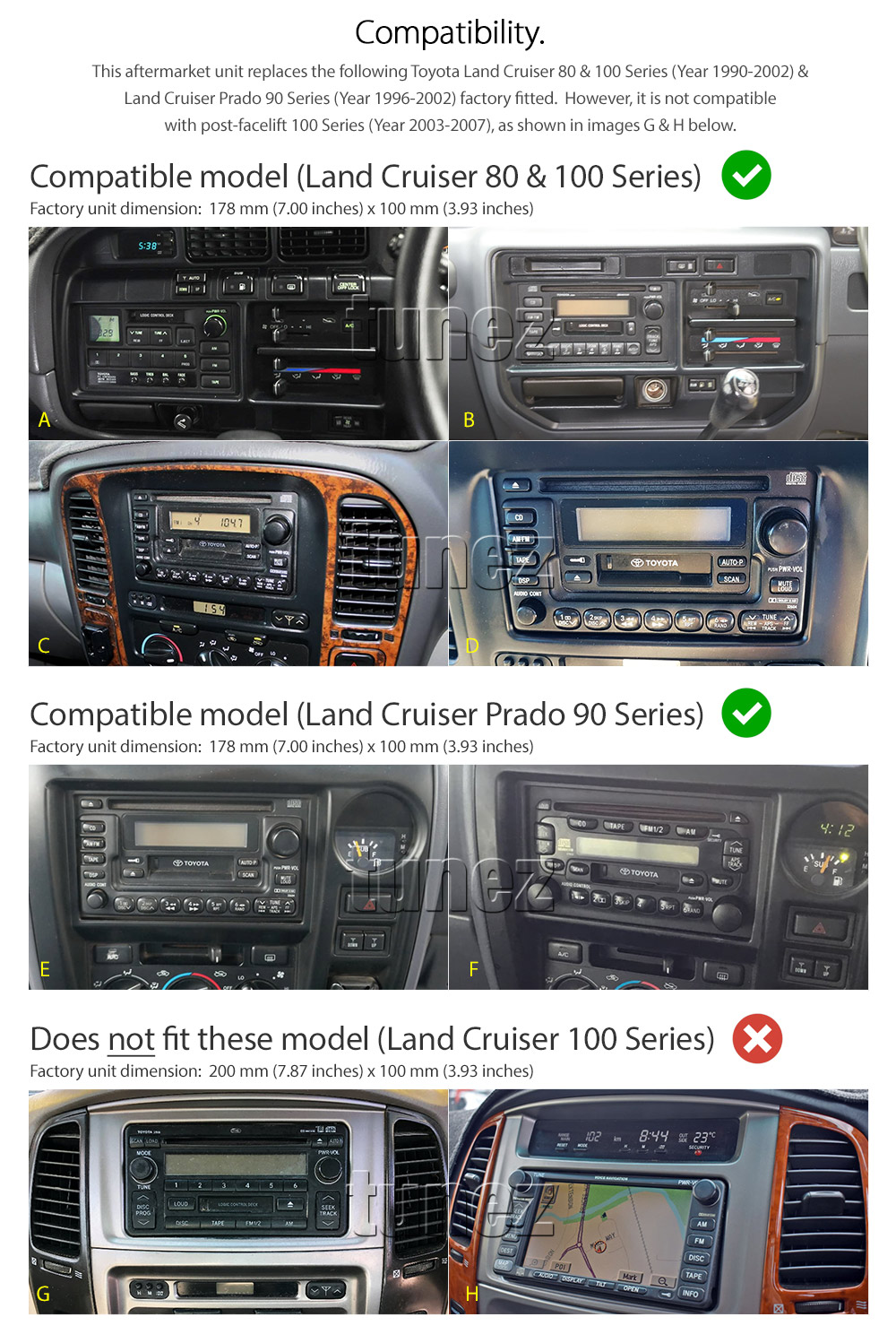 TLC05AND GPS Aftermarket Toyota Land Cruiser Landcruiser Prado Colorado Amazon 80 90 100 Series Year 1990 1991 1992 1993 1994 1995 1996 1997 1998 1999 2000 2001 2002 7-inch 7