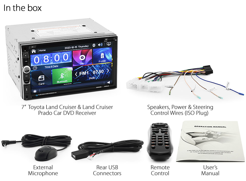 TLC01DVD Aftermarket Toyota Land Cruiser Landcruiser Prado Colorado Amazon 80 90 100 Series Year 1990 1991 1992 1993 1994 1995 1996 1997 1998 1999 2000 2001 2002 7-inch 7
