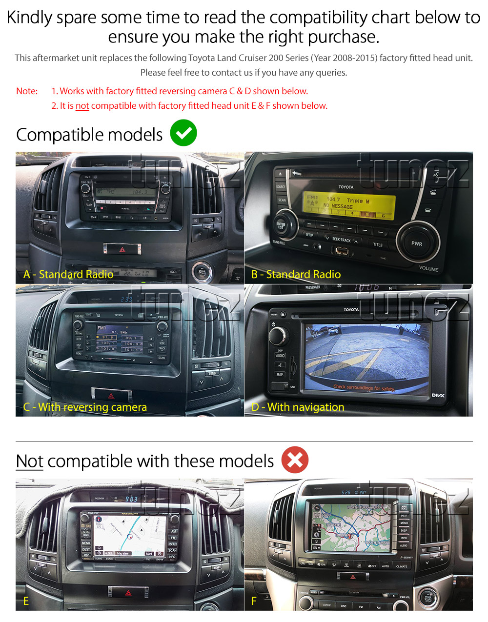 TLC15CP Licensed Apple CarPlay Android Auto GPS GPS Super Large 9-inch Toyota Land Cruiser 200 Series Year 2008 2009 2010 2011 2012 2013 2014 2015 9-inch Touch Screen IPS Capacitive Universal Double DIN Latest Australia UK European USA Original Car USB 2.0A Charge player radio stereo head unit Aftermarket External and Internal Microphone Bluetooth Europe Sat Nav Navi Plug and Play ISO Plug Wiring Harness Matching Fascia Kit Facia Free Reversing Camera Album Art ID3 Tag RMVB MP3 MP4 AVI MKV Full High Definition FHD AirPlay Air Play MirrorLink Mirror Link Connects2 CTSTY008.2 CTSTY00C CTSTY00CAMP CTSTY013.2