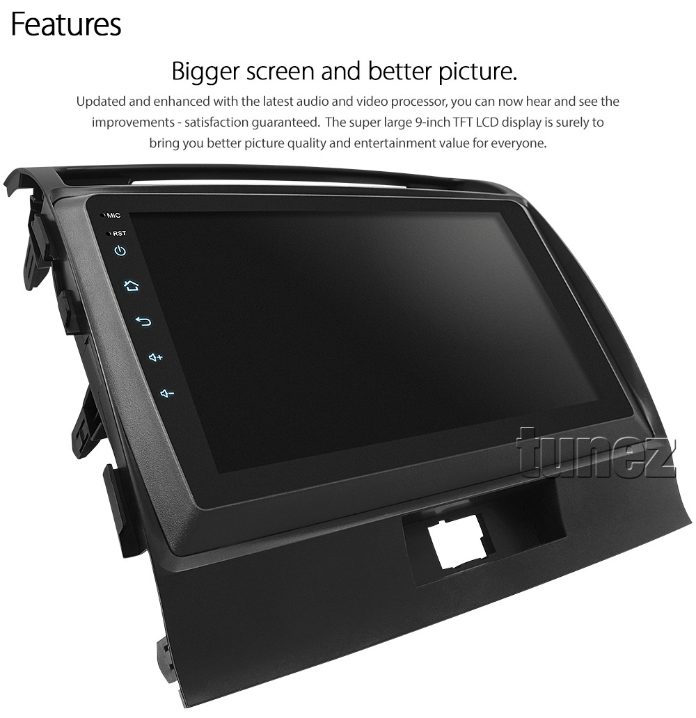 TLC15CP Licensed Apple CarPlay Android Auto GPS GPS Super Large 9-inch Toyota Land Cruiser 200 Series Year 2008 2009 2010 2011 2012 2013 2014 2015 9-inch Touch Screen IPS Capacitive Universal Double DIN Latest Australia UK European USA Original Car USB 2.0A Charge player radio stereo head unit Aftermarket External and Internal Microphone Bluetooth Europe Sat Nav Navi Plug and Play ISO Plug Wiring Harness Matching Fascia Kit Facia Free Reversing Camera Album Art ID3 Tag RMVB MP3 MP4 AVI MKV Full High Definition FHD AirPlay Air Play MirrorLink Mirror Link Connects2 CTSTY008.2 CTSTY00C CTSTY00CAMP CTSTY013.2
