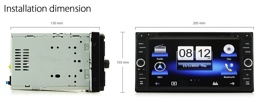 TU09GPS Double-DIN dimension tunezmart