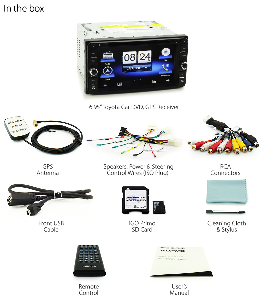 TU09GPS Aftermarket 6.95-inch Toyota Car DVD GPS player stereo radio head unit sat nav navi classy tunez In-the-box