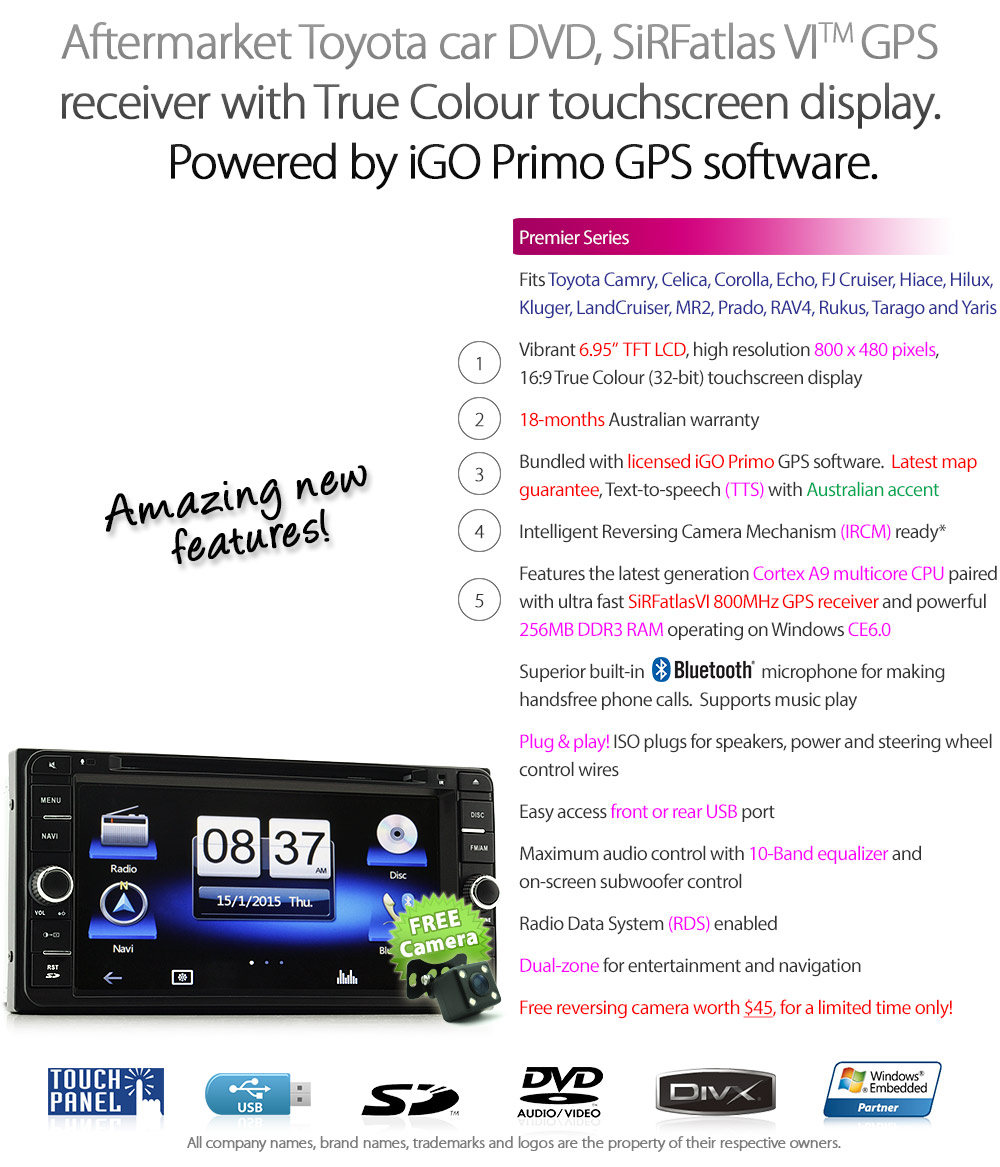 TU09GPS Aftermarket Toyota Car DVD GPS player stereo radio head unit sat nav classy tunez details
