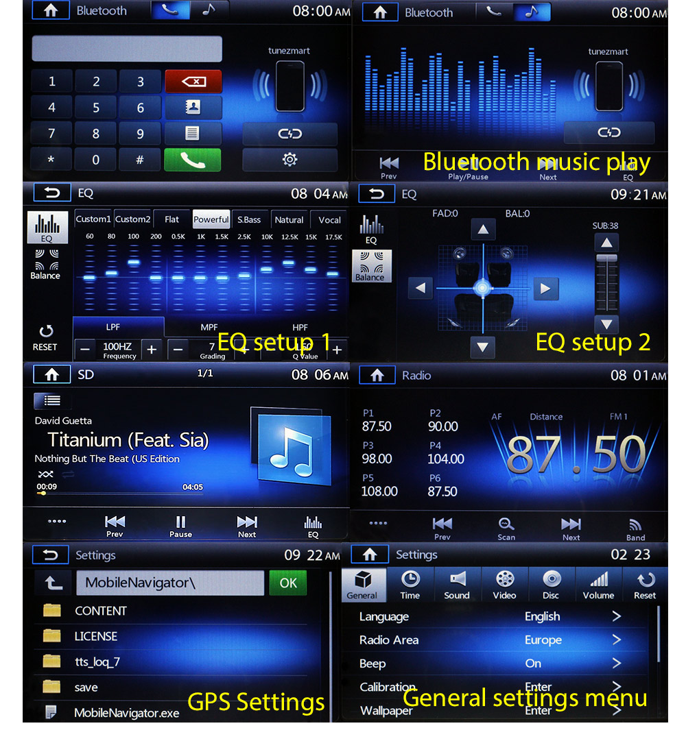 TU09GPS Aftermarket 6.95-inch Toyota Car DVD GPS player stereo radio head unit sat nav navi classy tunez Screenshots