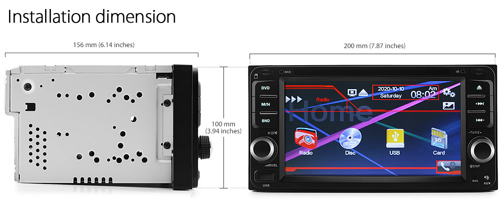 TU22DVD 6.5-inch Aftermarket Aftermarket Toyota Hilux Hiace Land Cruiser Prado 100 120 150 200 series Kluger Tarago Corolla Camry Celica Echo FJ Cruiser MR2 LandCruiser RAV4 Rukus Yaris 86 GT Avensis Verso Estima Hiace Previa Urbancruiser Universal Direct Loading car DVD USB SD Card 3.5 mm Aux-in player radio stereo head unit details Handsfree Bluetooth MP3 MP4 RMVB AVI MKV 1080p Full High Definition FHD Album Art ID3 Tag Connects2 Plug & Play Wiring Harness ISO Matching