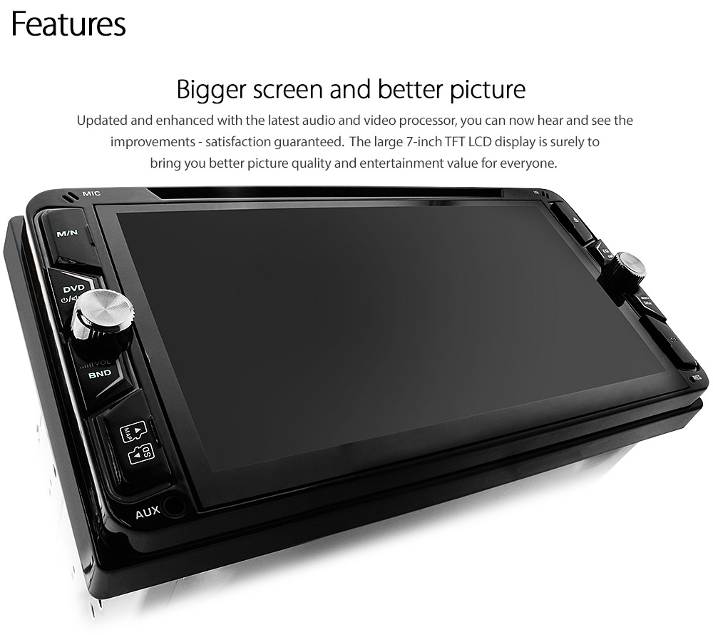 TU23DVD 7-inch Aftermarket Toyota Hilux Hiace Land Cruiser Prado 100 120 150 200 series Kluger Tarago Corolla Camry Celica Echo FJ Cruiser MR2 LandCruiser RAV4 Rukus Yaris 86 GT Avensis Verso Estima Hiace Previa Urbancruiser Universal Direct Loading design car DVD USB SD player MP3 Album Art ID3 Tag RDS radio stereo head unit details AUX-in Aftermarket External and Internal Microphone Bluetooth RMVB MP4 AVI MKV 1080p Full High Definition FHD Free Reversing Camera UK United Kingdom Fascia Kit ISO Plug Wiring Harness Steering Wheel Control buttons Double DIN Patch Lead Connects2