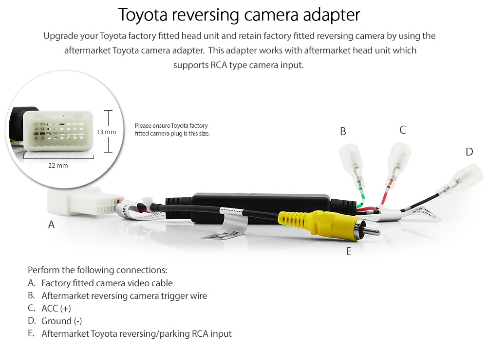 Aftermarket Toyota Reversing Camera Adapter Rear View ... motorhome reversing camera wiring diagram 