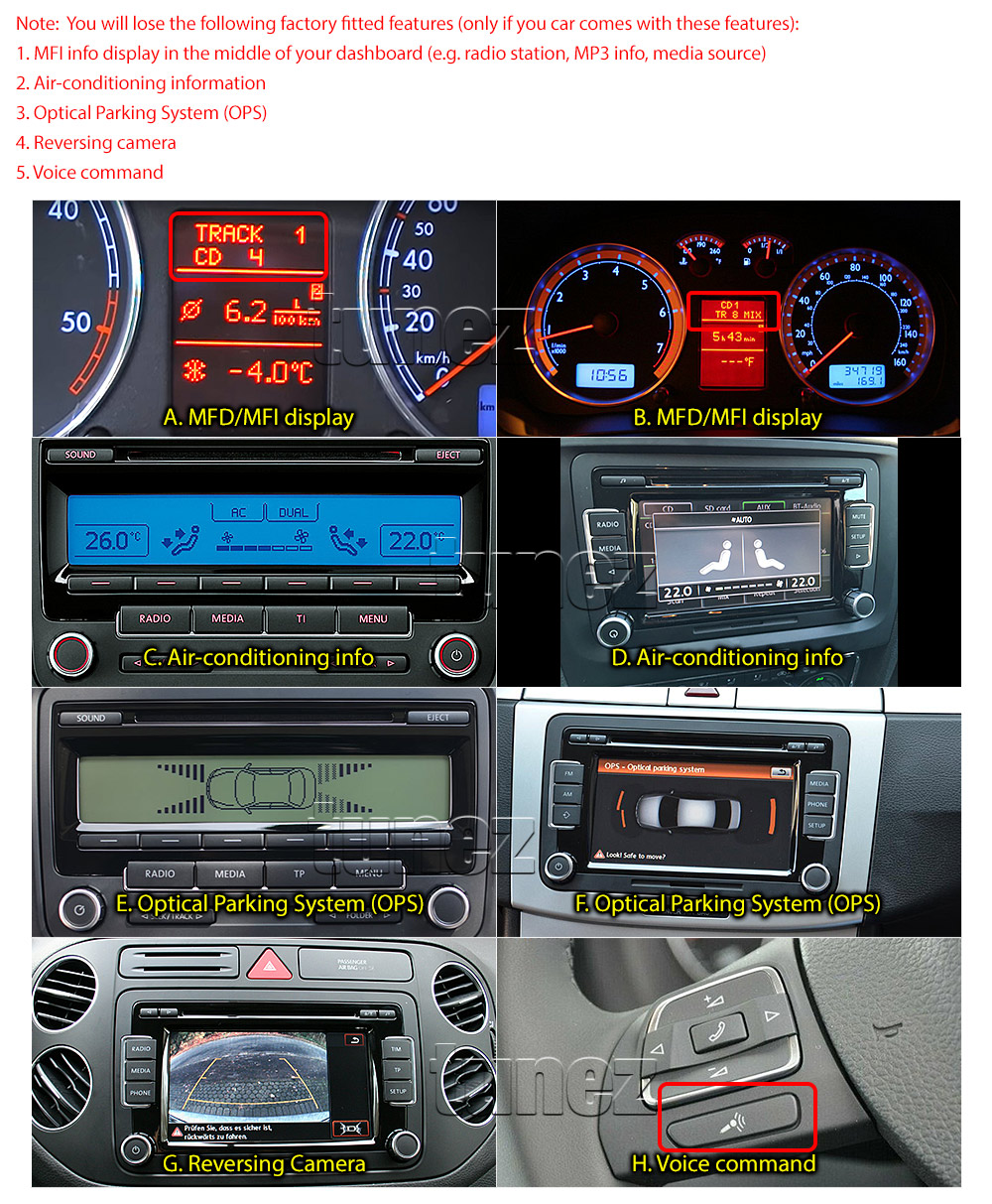 VW12CP VW12 Licensed Apple CarPlay Android Auto GPS Volkswagen Amarok 2H Caddy Caravelle EOS 1F Golf Mk5 Mk6 Jetta Multivan Passat CC B6 B7 Polo 9N 9N3 6R Scirocco Tiguan 5N Touareg Touran Transporter Vento 2003 2004 2005 2006 2007 2008 2009 2010 2011 2012 2013 2014 2015 7-inch Universal Double DIN Latest Australia UK European USA Original Car USB Charger 1.0A SD player radio stereo head unit details External and Internal Microphone Bluetooth Europe Sat Nav Navi Plug and Play ISO Plug Wiring Harness Fascia Kit Facia Free Reversing Camera Album Art ID3 Tag RMVB MP3 MP4 AVI MKV Full High Definition FHD 1080p DAB+ Digital Radio