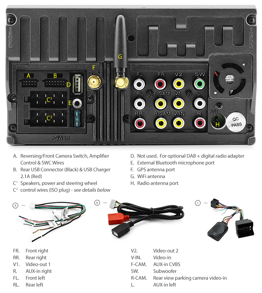 VW10AND GPS Volkswagen Amarok 2H Caddy Caravelle EOS 1F Golf Mk5 Mk6 Jetta Multivan Passat CC B6 B7 Polo 9N 9N3 6R Scirocco Tiguan 5N Touareg Touran Transporter Vento 2003 2004 2005 2006 2007 2008 2009 2010 2011 2012 2013 2014 2015 7-inch Universal Double DIN Latest Australia UK European USA Original Android 7.1 Nougat car USB Charger 2.1A SD player radio stereo head unit details Aftermarket External and Internal Microphone Bluetooth Europe Sat Nav Navi Plug and Play Fascia Kit Left Right Hand Drive ISO Plug Wiring Harness Steering Wheel Control Double DIN MID Multi-Information Display Patch Lead CTSVW002.2 Connects2 Quadlock FakraFree Reversing Camera Album Art ID3 Tag RMVB MP3 MP4 AVI MKV Full High Definition FHD Apple AirPlay Air Play MirrorLink Mirror Link 1080p DAB+ Digital Radio DAB + OEM